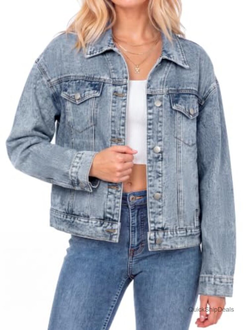 Cropped Denim Jacket Soft Washed Western Y2K Oversized Casual Fall Outerwear